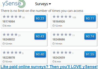 ySense earn money with online surveys